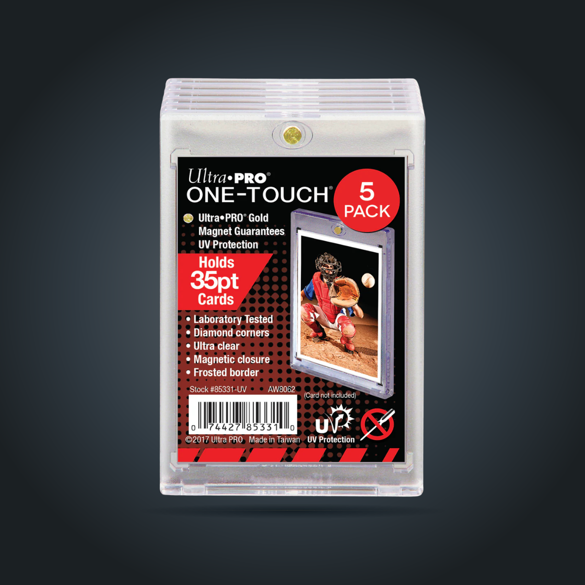 Ultra PRO clear 35pt One-Touch magnetic card holders, 5-pack retail packaging