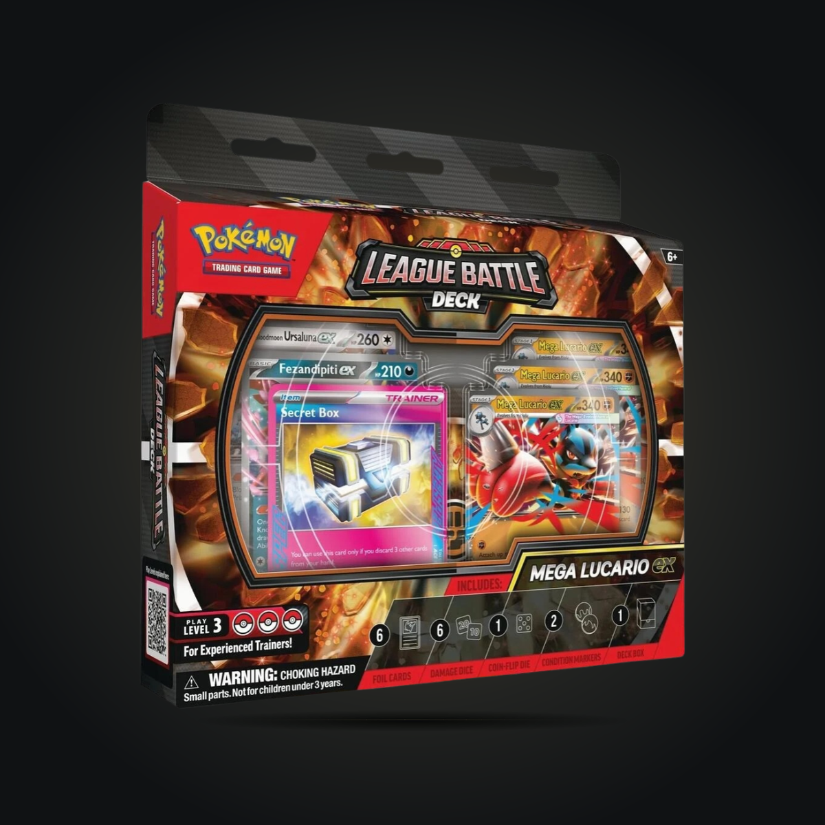 Pokémon TCG Mega Lucario ex League Battle Deck packaging, front view with featured cards visible.