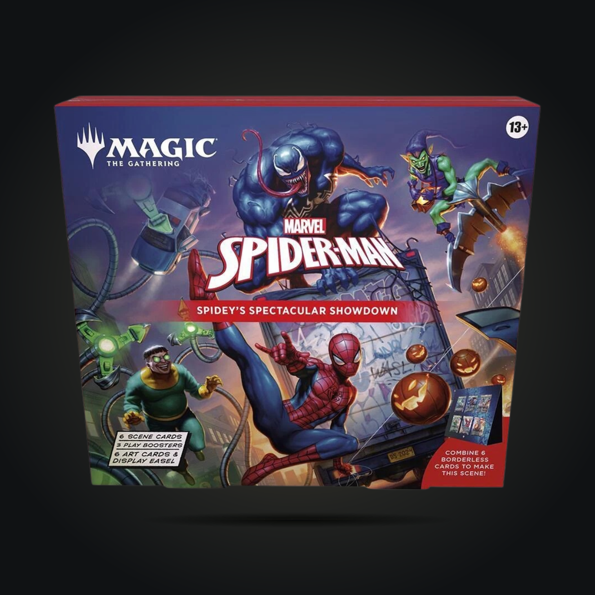 Magic: The Gathering Marvel’s Spider-Man Spidey’s Spectacular Showdown Scene Box, front view.