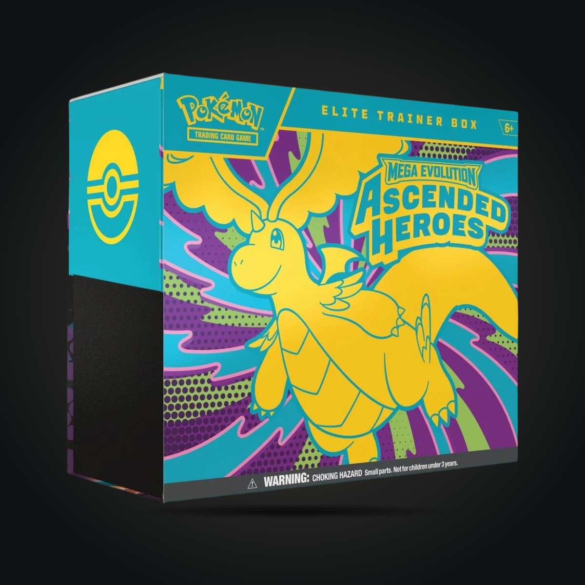 Pokémon TCG Ascended Heroes Elite Trainer Box with Mega Dragonite artwork, front and side view.