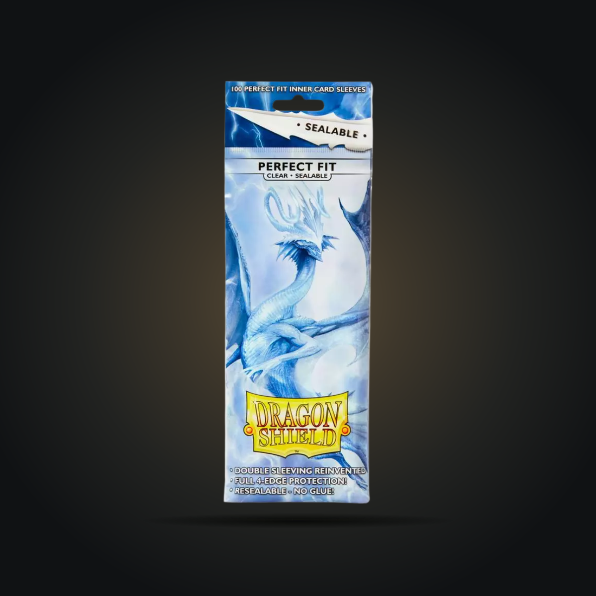 Dragon Shield Sealable Perfect Fit Clear Inner Sleeves — 100 Count — front of sleeve packaging