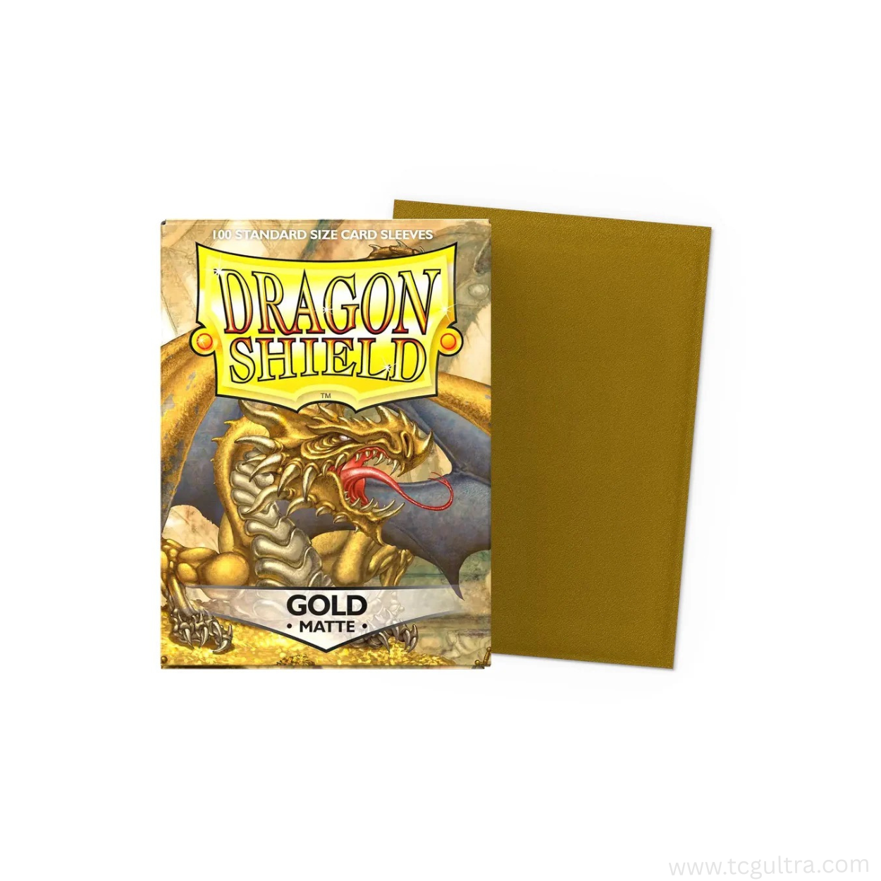 Dragon Shield Matte Gold standard card sleeves, 100-count box