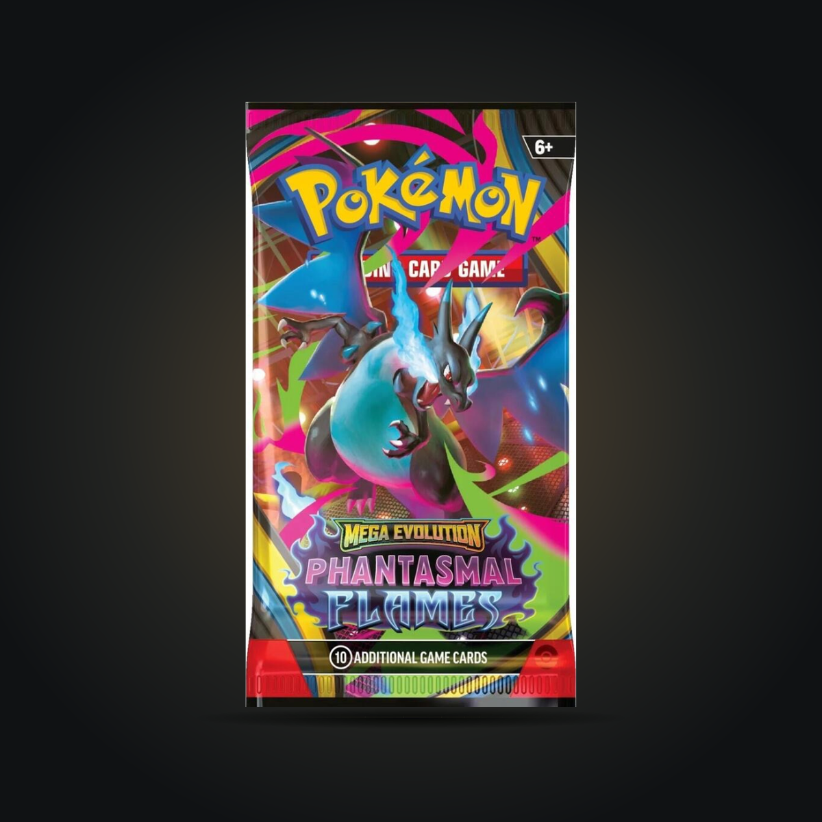 Pokémon TCG Mega Evolution Phantasmal Flames loose booster pack with Mega Charizard X artwork