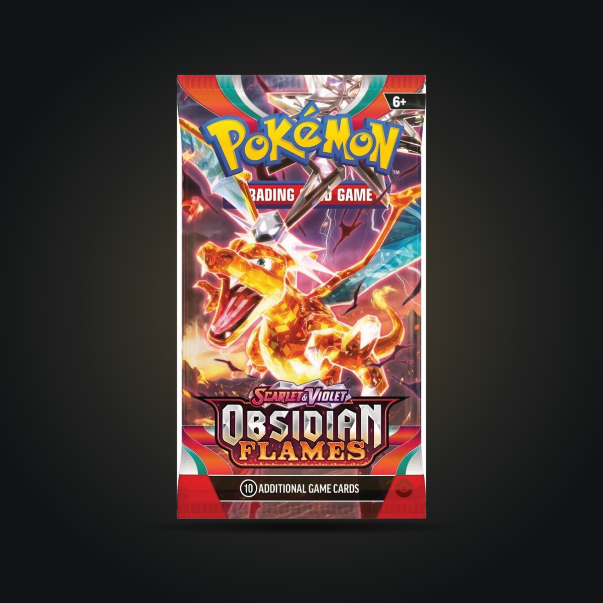 Pokémon TCG: Scarlet & Violet—Obsidian Flames Booster Pack — pack front with Charizard artwork