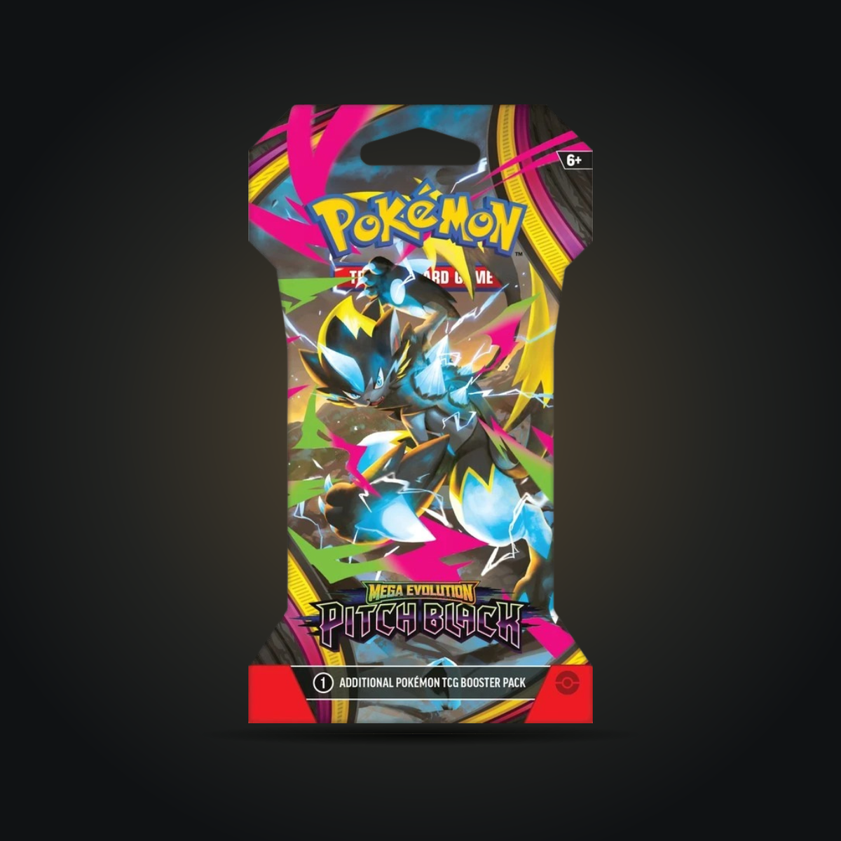 Pokémon TCG Mega Evolution Pitch Black Sleeved Booster Pack with Mega Zeraora artwork