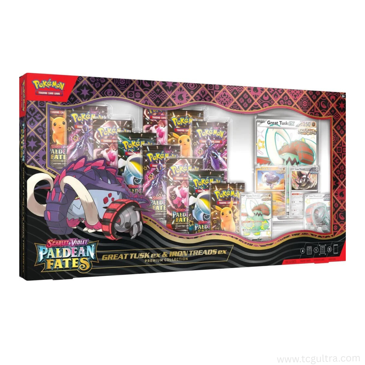 Pokémon TCG Paldean Fates Great Tusk ex & Iron Treads ex Premium Collection (11 Packs)