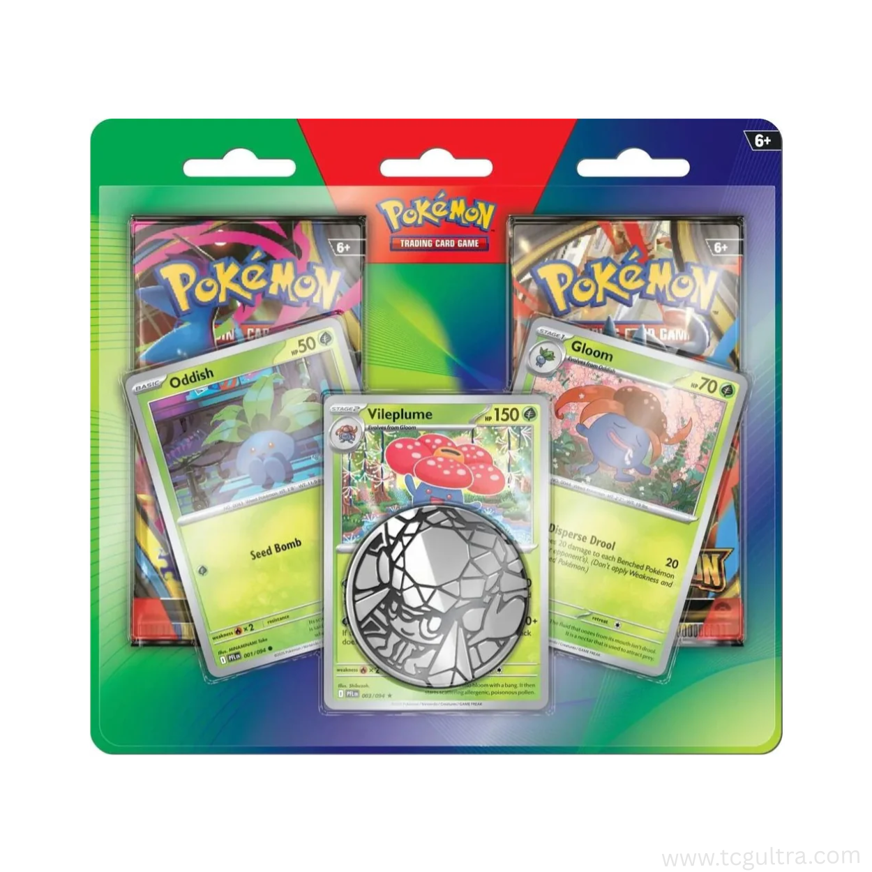 Pokémon TCG 2-Pack Blister – Oddish Gloom Vileplume Promos + 2 Booster Packs