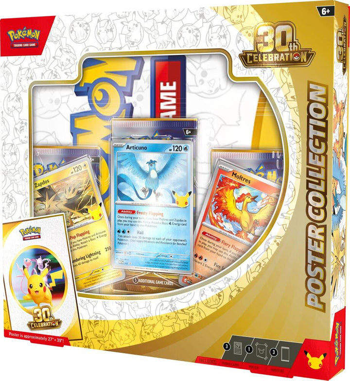 Pokémon TCG 30th Celebration Poster Collection front with Legendary Birds promos
