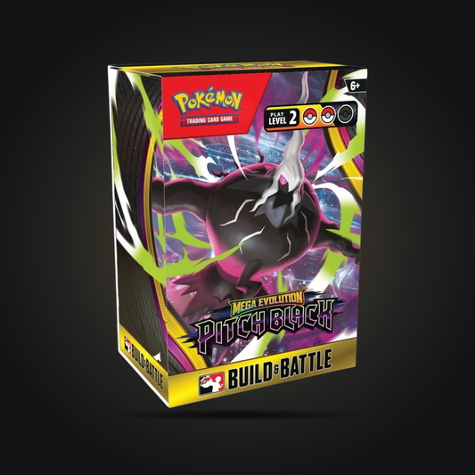Front of Pokémon TCG Mega Evolution Pitch Black Build & Battle Box with Mega Darkrai artwork