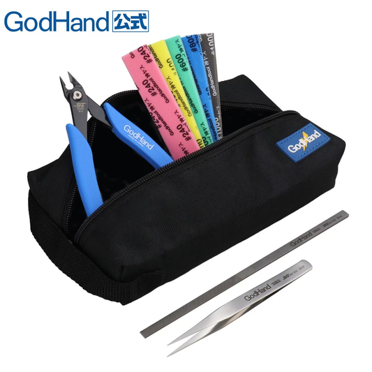 GodHand GH-SG-02 starter tool set with nipper, sanding sponges, file, tweezers and black storage case