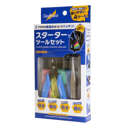 GodHand GH-SG-02 Plastic Model Starter Tool Set in blue retail packaging
