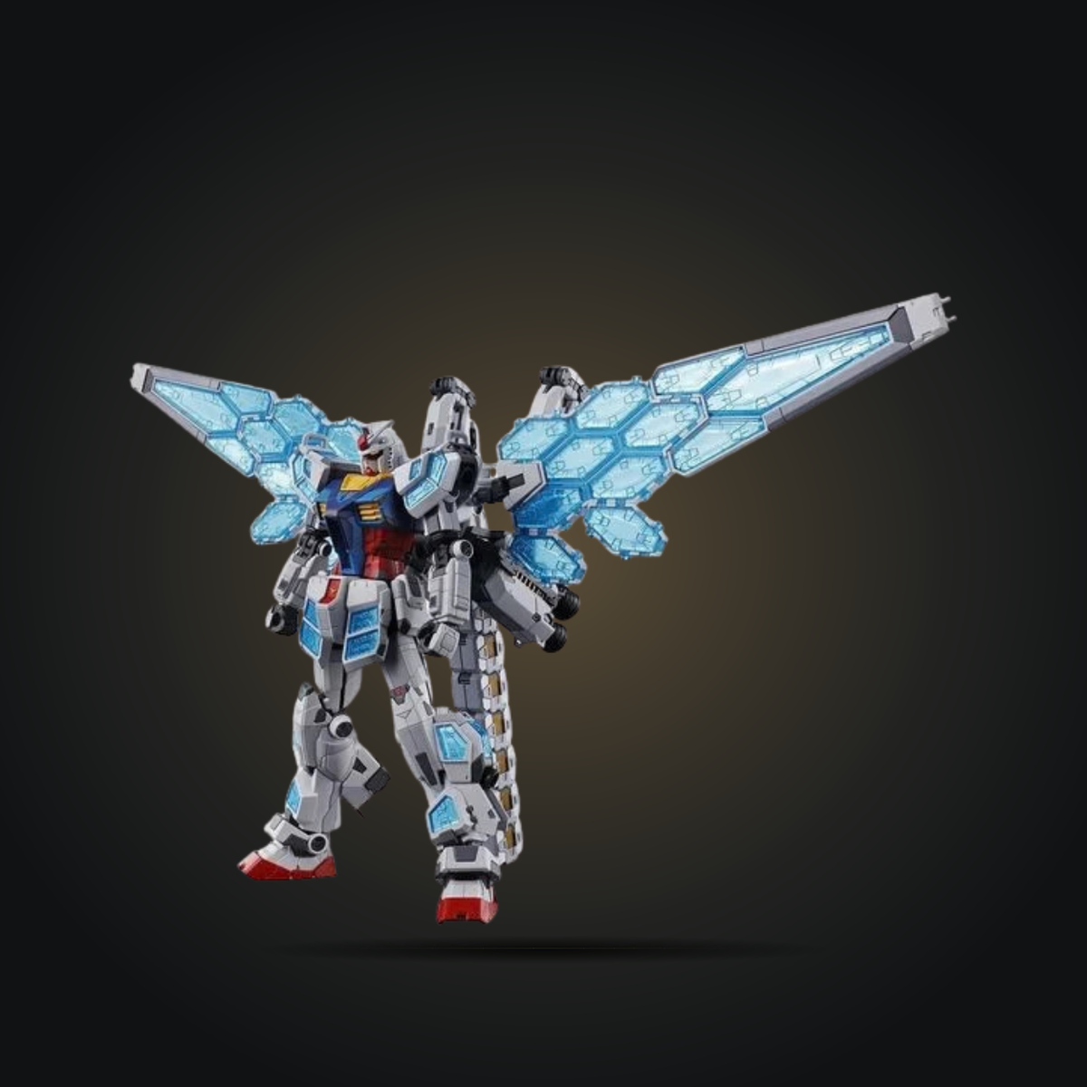 RX-78F00/E Gundam with EX-001 G.L.R.S.S. Feather Unit, assembled model example